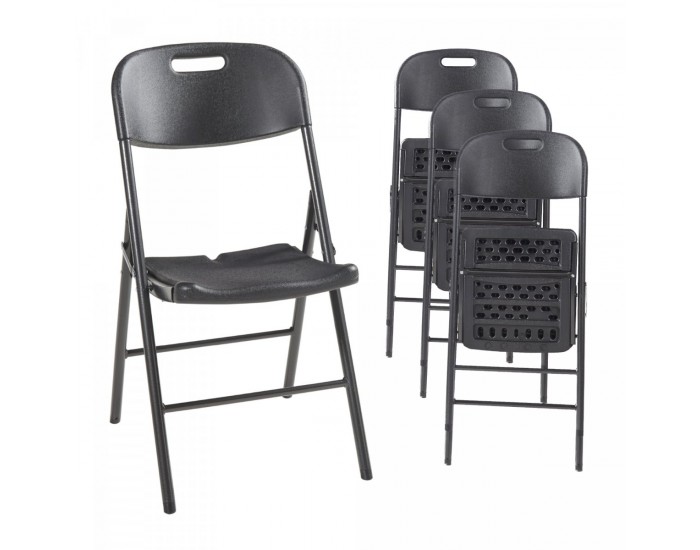 Комплект сгъваеми столове Ljusnarsberg от 4 пластмасови черни []