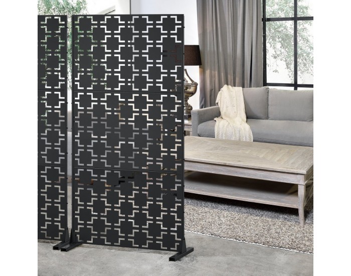 Преградна стена Basciano поцинкована стомана 180x90 см Черен []