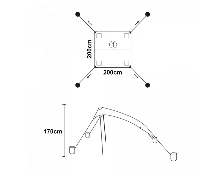 Плажна палатка Bernheze 200x200x170см синя []