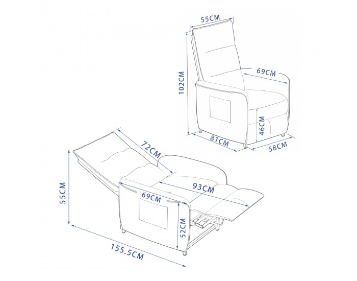 Електрическо кресло Savukoski 102x58x81см тъмно сиво []