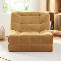 Стол за под Koskyvn 75x90x100 см текстил жълт [] - Фотьойли