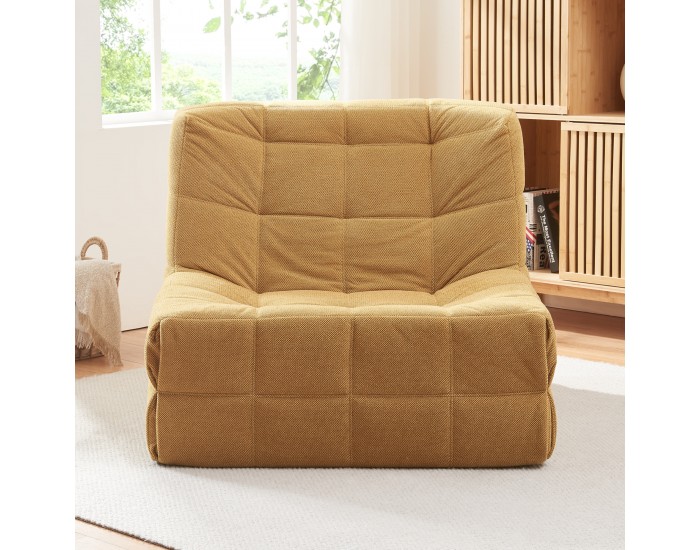 Стол за под Koskyvn 75x90x100 см текстил жълт []