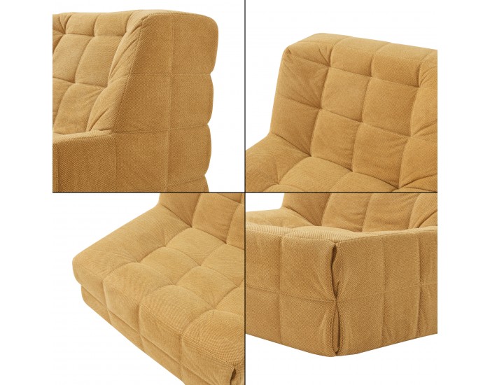 Стол за под Koskyvn 75x90x100 см текстил жълт []