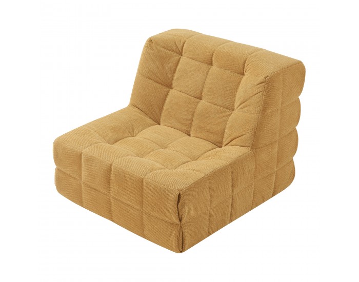 Стол за под Koskyvn 75x90x100 см текстил жълт []