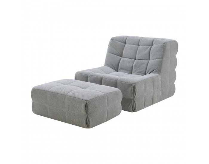 Подов стол с табуретка Koskyvn текстил сив []