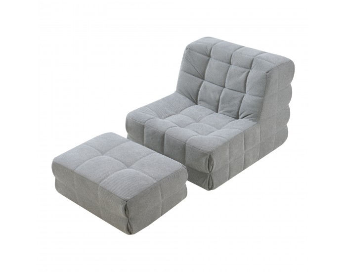 Подов стол с табуретка Koskyvn текстил сив []