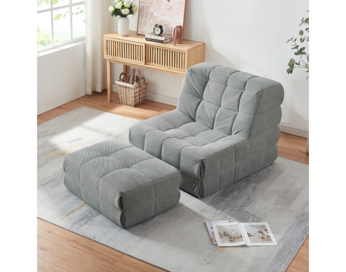 Подов стол с табуретка Koskyvn текстил сив []