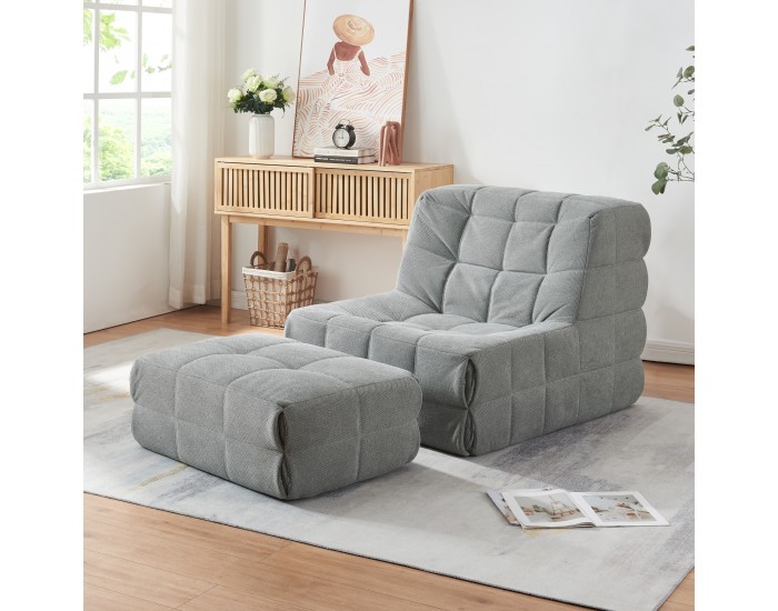 Подов стол с табуретка Koskyvn текстил сив []