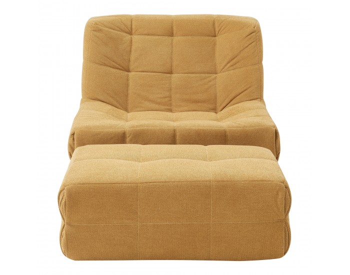 Подов стол с табуретка Koskyvn текстил жълт []