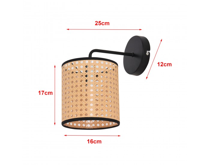 Стенна лампа Southend с вид на ратан []