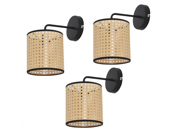 Комплект стенни лампи Southend от 3 бр., вид на ратан []