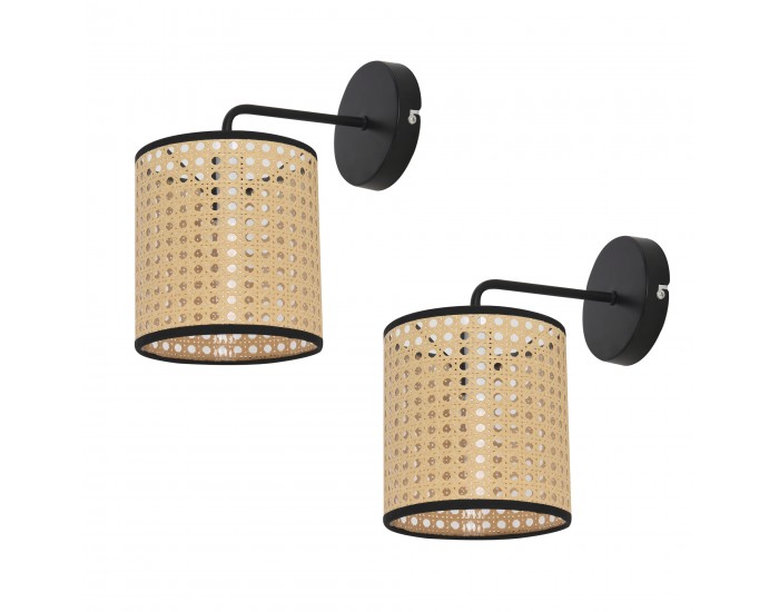 Комплект стенни лампи Southend от 2 броя, вид на ратан []