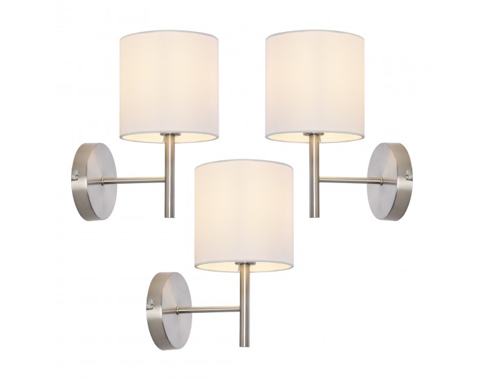 Комплект стенни лампи от 3 Winsford сребро / бяло []