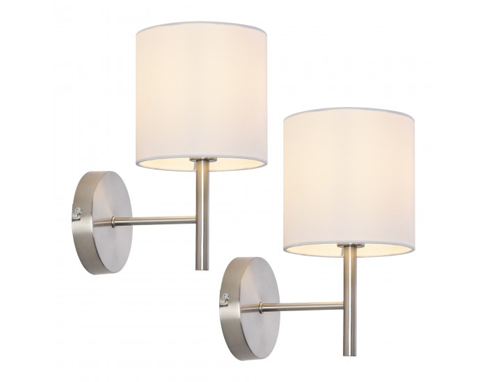 Комплект стенни лампи от 2 Winsford сребро / бяло []