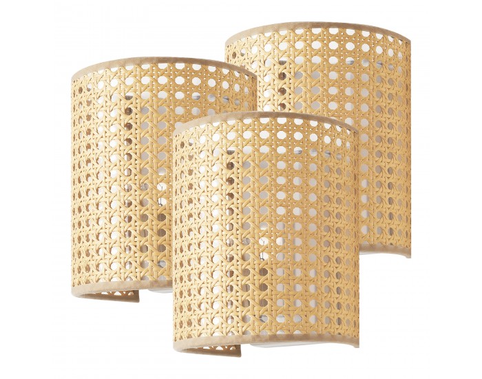 Комплект стенни лампи Ascot от 3 броя, визия на ратан []