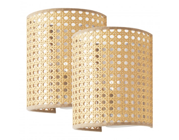 Комплект стенни лампи Ascot от 2 броя, визия на ратан []