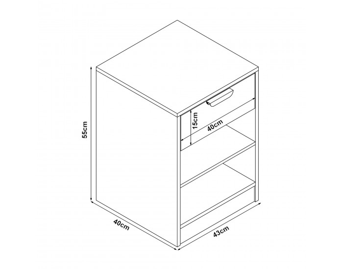 Нощно шкафче Varkaus 55x43x40см вид дъб []