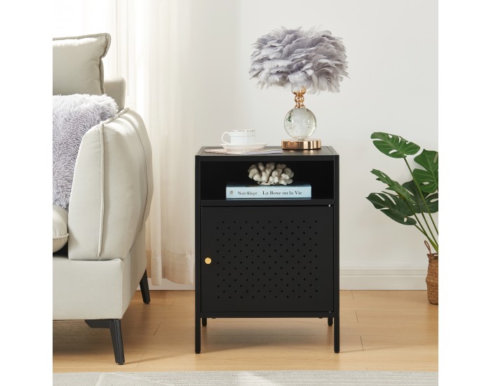 Нощно шкафче Janakkala 55x40x40 см стоманено черно []