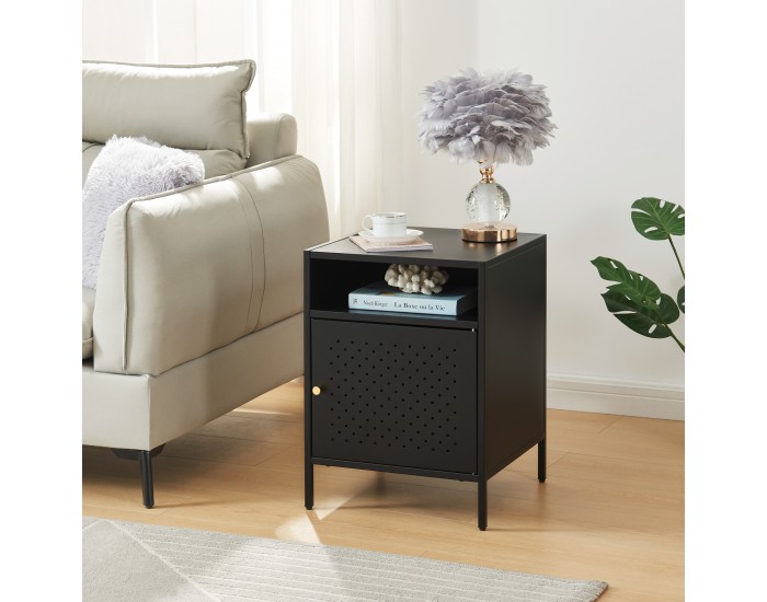 Нощно шкафче Janakkala 55x40x40 см стоманено черно []