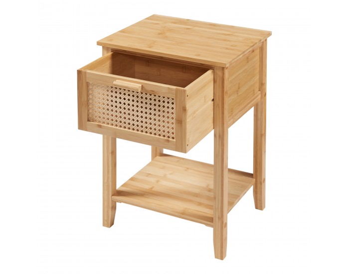 Нощно шкафче Leirfjord 60x40x35 см естествен бамбук []