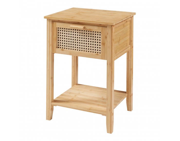 Нощно шкафче Leirfjord 60x40x35 см естествен бамбук []