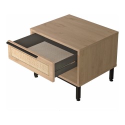 Нощно шкафче Kvænangen 43x54x45 см вид дъб/ратан [] - Нощни шкафчета