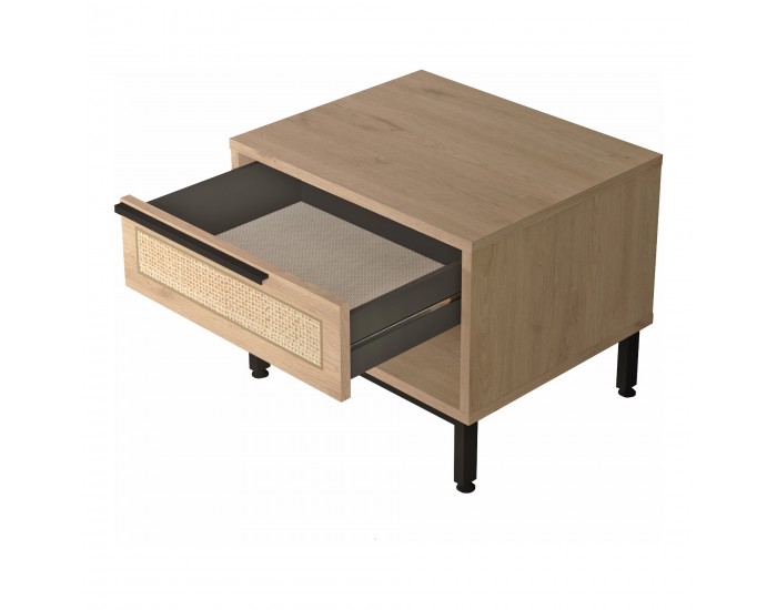 Нощно шкафче Kvænangen 43x54x45 см вид дъб/ратан []