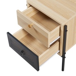 Нощно шкафче Tysnes 39x35x47 см вид дъб/черно [] - Нощни шкафчета