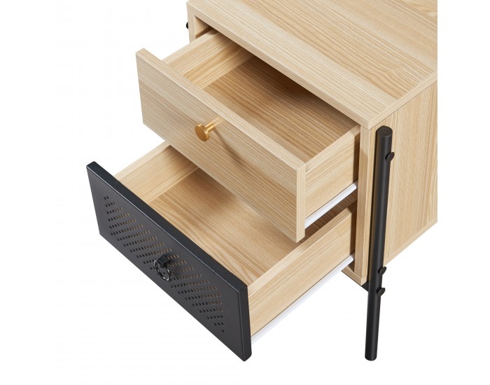 Нощно шкафче Tysnes 39x35x47 см вид дъб/черно []