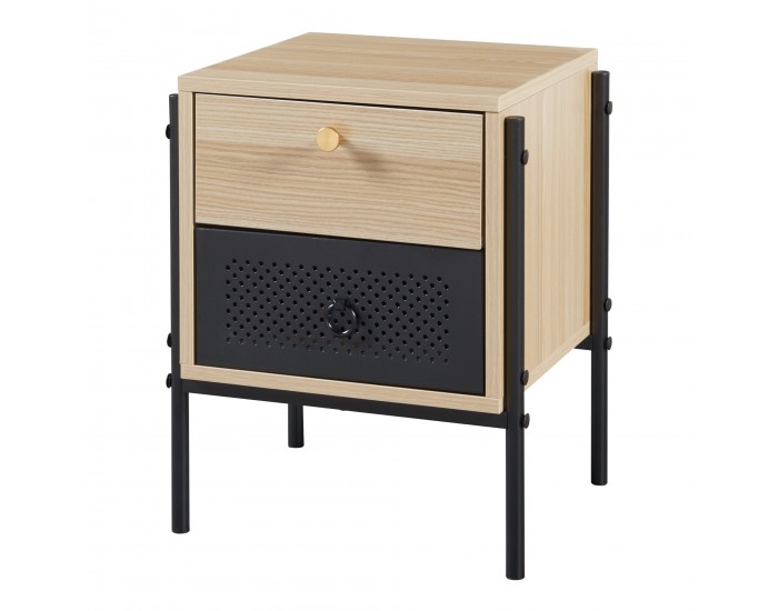 Нощно шкафче Tysnes 39x35x47 см вид дъб/черно []