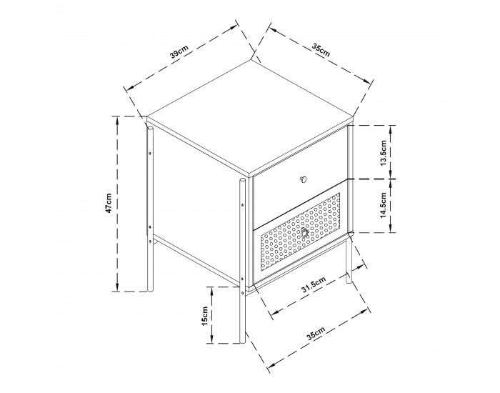 Нощно шкафче Tysnes 39x35x47 см вид дъб/черно []