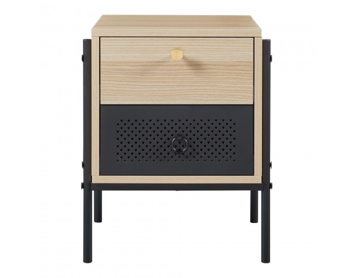 Нощно шкафче Tysnes 39x35x47 см вид дъб/черно []