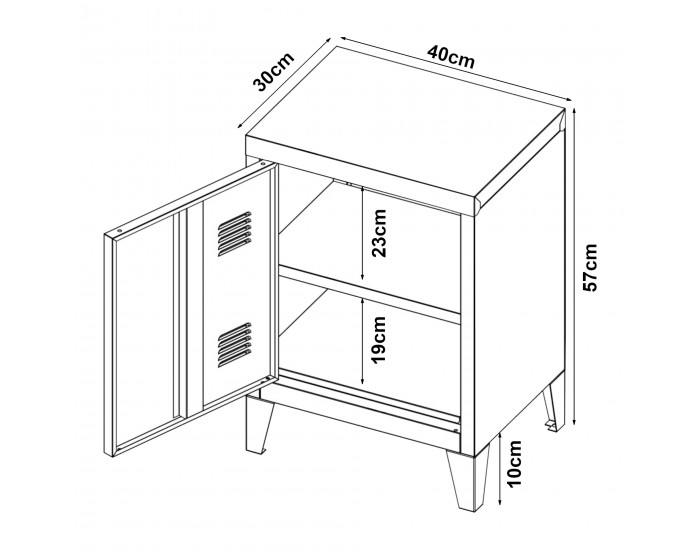 Нощно шкафче Inari дръжка дясна стоманена черна []
