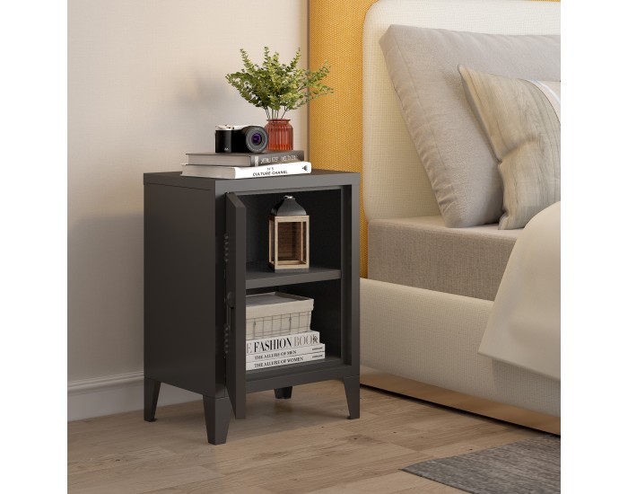 Нощно шкафче Inari дръжка дясна стоманена черна []