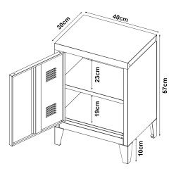 Нощно шкафче Inari дръжка дясна стомана бяла [] - Нощни шкафчета