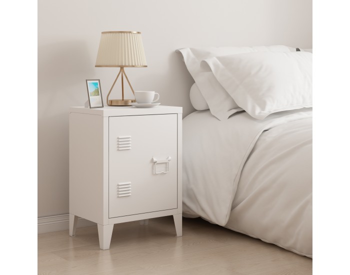 Нощно шкафче Inari дръжка дясна стомана бяла []