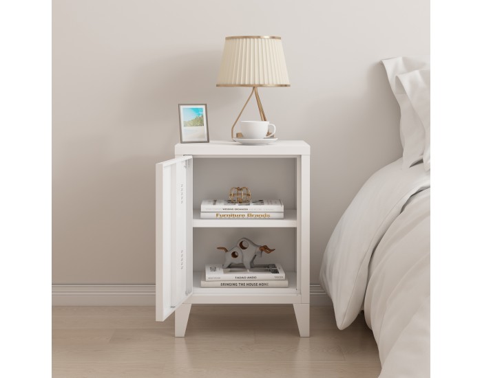 Нощно шкафче Inari дръжка дясна стомана бяла []