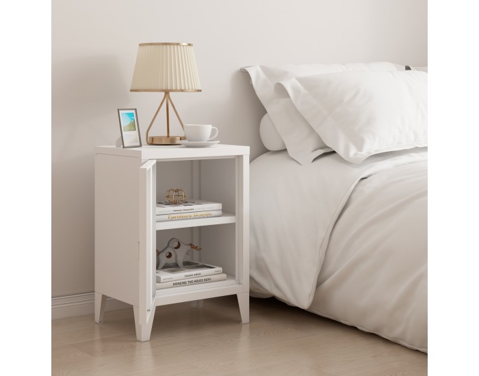 Нощно шкафче Inari дръжка дясна стомана бяла []