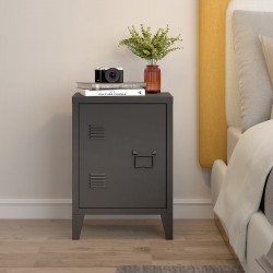 Нощно шкафче Инари комплект 2 бр., дръжка за врата дясна и лява, черно [] - Нощни шкафчета