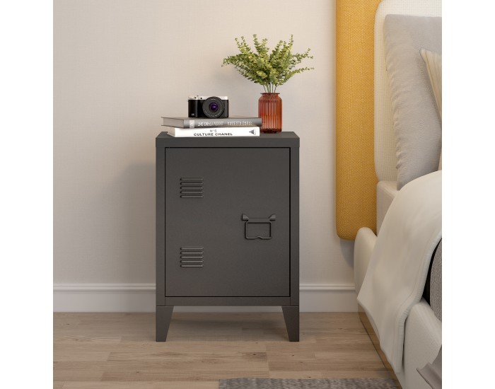 Нощно шкафче Инари комплект 2 бр., дръжка за врата дясна и лява, черно []