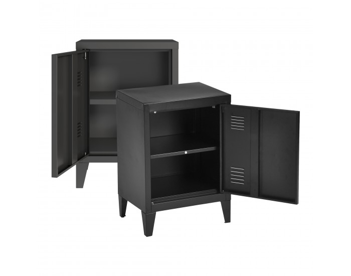 Нощно шкафче Инари комплект 2 бр., дръжка за врата дясна и лява, черно []