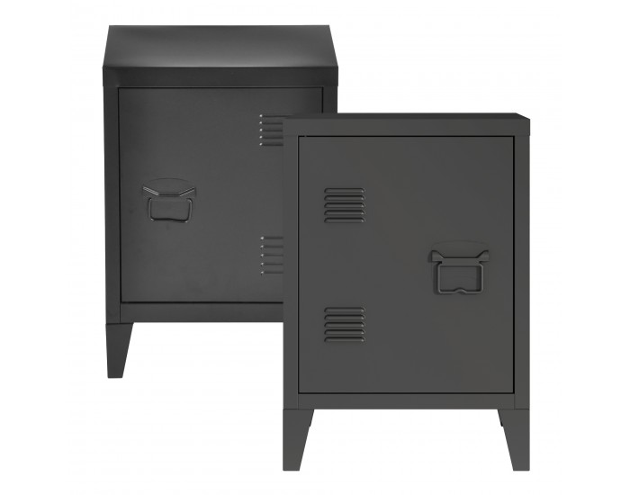 Нощно шкафче Инари комплект 2 бр., дръжка за врата дясна и лява, черно []