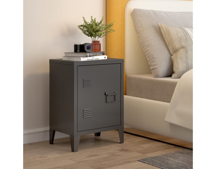 Нощно шкафче Инари комплект 2 бр., дръжка за врата дясна и лява, черно []