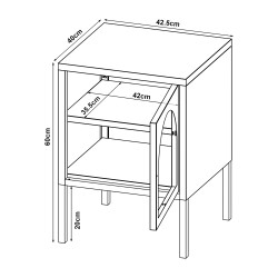 Нощно шкафче Karlskrona 60x42,5x40 см черно, мат [] - Нощни шкафчета