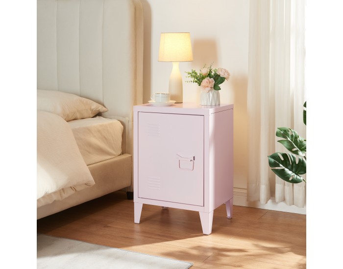 Нощно шкафче Inari дръжка дясна стомана розово []