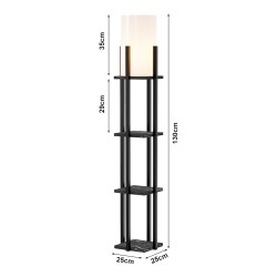 Подова лампа Stourbridge с рафтове, вид черен мрамор [] - Осветителни тела