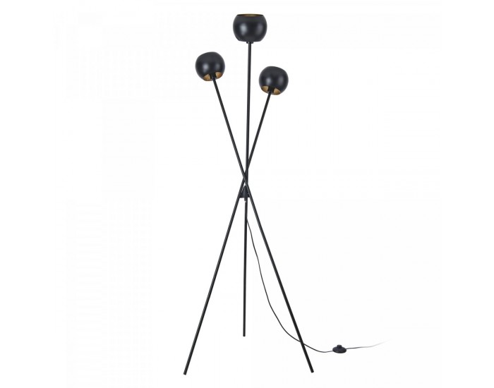 Подова лампа с 3 светлини Nykvarn, черна / златна []