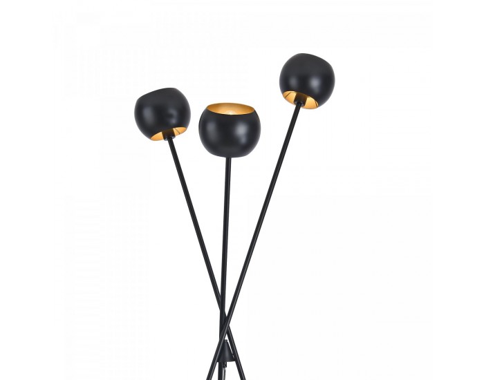 Подова лампа с 3 светлини Nykvarn, черна / златна []