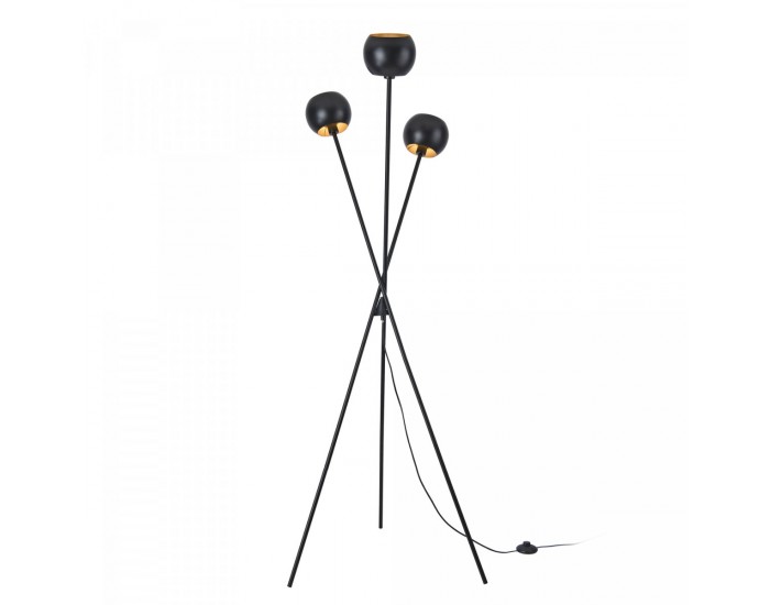 Подова лампа с 3 светлини Nykvarn, черна / златна []