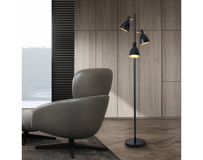 Подова лампа Witney с 3 светлини, черна / златна []